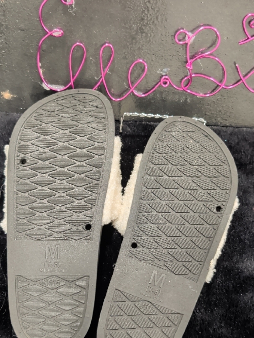 Cozy Fuzzy Mushroom Slides - Black + Cream with Red Accent - Picture 2 of 4